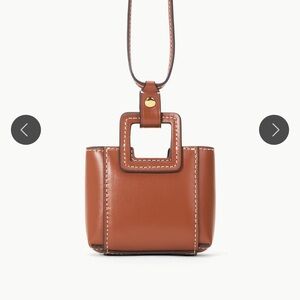 STAUD Shirley Micro Necklace in brown leather